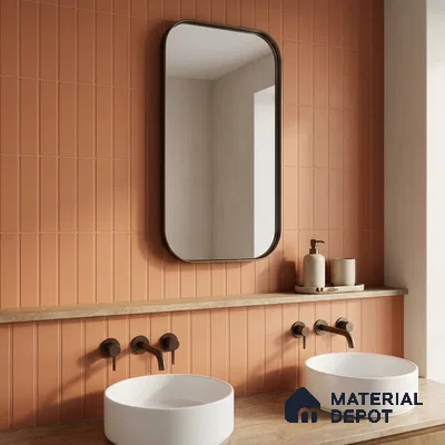 Subway Floor & Wall Tile TL 05981 C Strap Brown Punch 200 x 200 mm Full Body Vitrified Punch Matte Finish - 9 mm | Ideal For Bathroom, Kitchen, Dining Areas | 2 mm Spacer is Mandatory | Please Expect a Slight Variation of Pattern (Sample)