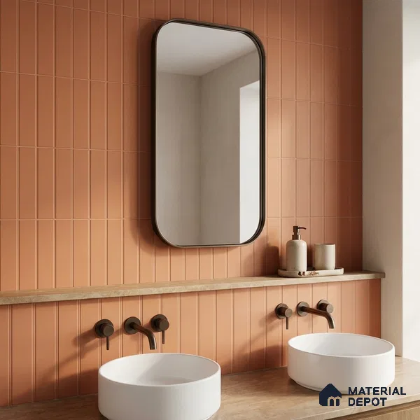 Subway Floor & Wall Tile TL 05981 C Strap Brown Punch 200 x 200 mm Full Body Vitrified Punch Matte Finish - 9 mm | Ideal For Bathroom, Kitchen, Dining Areas | 2 mm Spacer is Mandatory | Please Expect a Slight Variation of Pattern (Sample)
