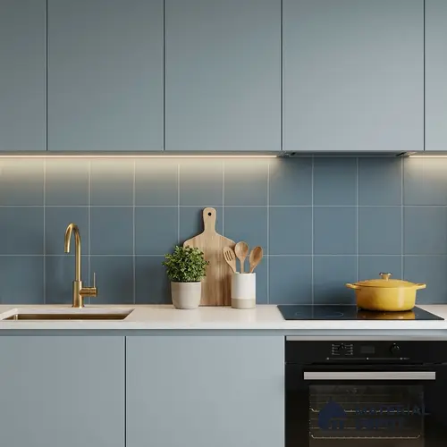 Subway Floor & Wall Tile TL 05982 B Plain Slate Blue 200 x 200 mm Full Body Vitrified Matte Finish - 9 mm | Ideal For Bathroom, Kitchen, Dining Areas | 2 mm Spacer is Mandatory | Please Expect a Slight Variation of Pattern