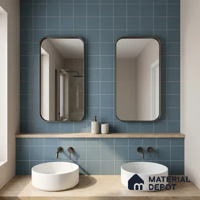 Subway Floor & Wall Tile TL 05982 B Plain Slate Blue 200 x 200 mm Full Body Vitrified Matte Finish - 9 mm | Ideal For Bathroom, Kitchen, Dining Areas | 2 mm Spacer is Mandatory | Please Expect a Slight Variation of Pattern