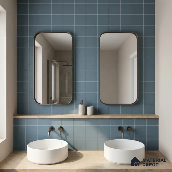 Subway Floor & Wall Tile TL 05982 B Plain Slate Blue 200 x 200 mm Full Body Vitrified Matte Finish - 9 mm | Ideal For Bathroom, Kitchen, Dining Areas | 2 mm Spacer is Mandatory | Please Expect a Slight Variation of Pattern