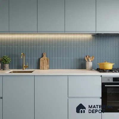 Subway Floor & Wall Tile TL 05982 C Strap Slate Blue Punch 200 x 200 mm Full Body Vitrified Punch Matte Finish - 9 mm | Ideal For Bathroom, Kitchen, Dining Areas | 2 mm Spacer is Mandatory | Please Expect a Slight Variation of Pattern (Sample)