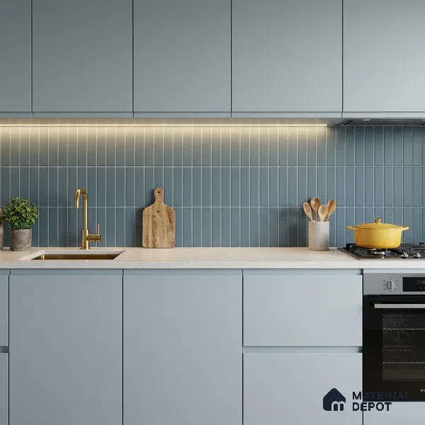 Subway Floor & Wall Tile TL 05982 C Strap Slate Blue Punch 200 x 200 mm Full Body Vitrified Punch Matte Finish - 9 mm | Ideal For Bathroom, Kitchen, Dining Areas | 2 mm Spacer is Mandatory | Please Expect a Slight Variation of Pattern (Sample)