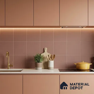 Subway Floor & Wall Tile TL 05983 B Plain Cranberry 200 x 200 mm Full Body Vitrified Matte Finish - 9 mm | Ideal For Bathroom, Kitchen, Dining Areas | 2 mm Spacer is Mandatory | Please Expect a Slight Variation of Pattern (Sample)