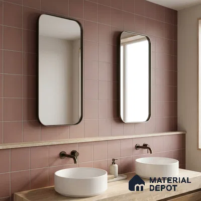 Subway Floor & Wall Tile TL 05983 B Plain Cranberry 200 x 200 mm Full Body Vitrified Matte Finish - 9 mm | Ideal For Bathroom, Kitchen, Dining Areas | 2 mm Spacer is Mandatory | Please Expect a Slight Variation of Pattern (Sample)
