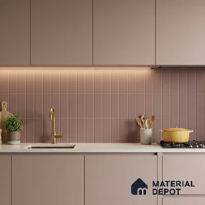 Subway Floor & Wall Tile TL 05983 C Strap Cranberry Punch 200 x 200 mm Full Body Vitrified Punch Matte Finish - 9 mm | Ideal For Bathroom, Kitchen, Dining Areas | 2 mm Spacer is Mandatory | Please Expect a Slight Variation of Pattern (Sample)