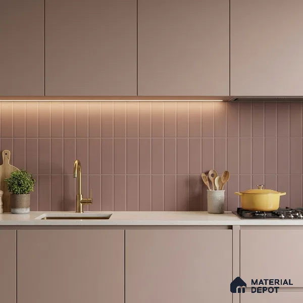 Subway Floor & Wall Tile TL 05983 C Strap Cranberry Punch 200 x 200 mm Full Body Vitrified Punch Matte Finish - 9 mm | Ideal For Bathroom, Kitchen, Dining Areas | 2 mm Spacer is Mandatory | Please Expect a Slight Variation of Pattern (Sample)