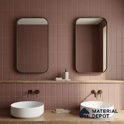 Subway Floor & Wall Tile TL 05983 C Strap Cranberry Punch 200 x 200 mm Full Body Vitrified Punch Matte Finish - 9 mm | Ideal For Bathroom, Kitchen, Dining Areas | 2 mm Spacer is Mandatory | Please Expect a Slight Variation of Pattern (Sample)