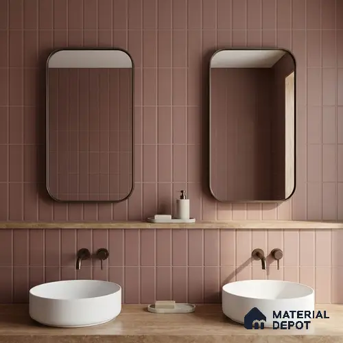Subway Floor & Wall Tile TL 05983 C Strap Cranberry Punch 200 x 200 mm Full Body Vitrified Punch Matte Finish - 9 mm | Ideal For Bathroom, Kitchen, Dining Areas | 2 mm Spacer is Mandatory | Please Expect a Slight Variation of Pattern