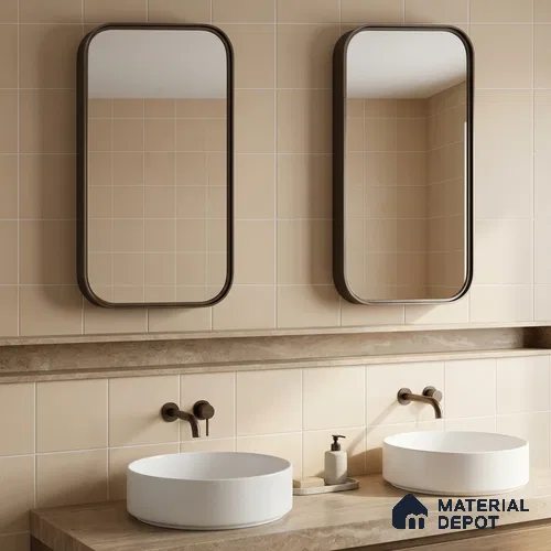 Subway Floor & Wall Tile TL 05985 B Plain Ochre 200 x 200 mm Full Body Vitrified Matte Finish - 9 mm | Ideal For Bathroom, Kitchen, Dining Areas | 2 mm Spacer is Mandatory | Please Expect a Slight Variation of Pattern