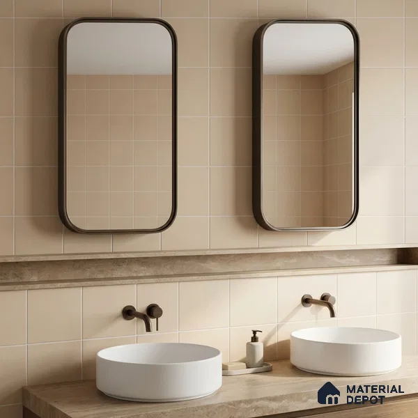 Subway Floor & Wall Tile TL 05985 B Plain Ochre 200 x 200 mm Full Body Vitrified Matte Finish - 9 mm | Ideal For Bathroom, Kitchen, Dining Areas | 2 mm Spacer is Mandatory | Please Expect a Slight Variation of Pattern (Sample)