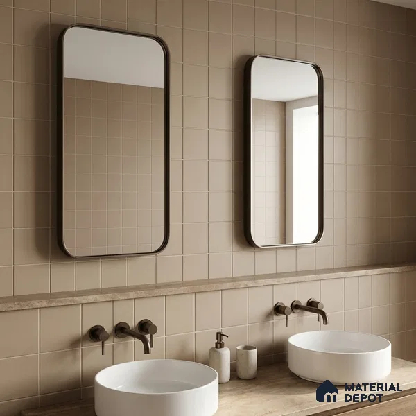 Subway Floor & Wall Tile TL 05986 B Plain Linen 200 x 200 mm Full Body Vitrified Matte Finish - 9 mm | Ideal For Bathroom, Kitchen, Dining Areas | 2 mm Spacer is Mandatory | Please Expect a Slight Variation of Pattern (Sample)