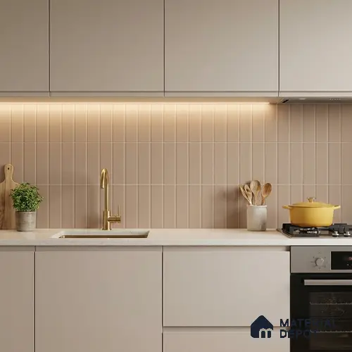 Subway Floor & Wall Tile TL 05986 C Strap Linen Punch 200 x 200 mm Full Body Vitrified Punch Matte Finish - 9 mm | Ideal For Bathroom, Kitchen, Dining Areas | 2 mm Spacer is Mandatory | Please Expect a Slight Variation of Pattern
