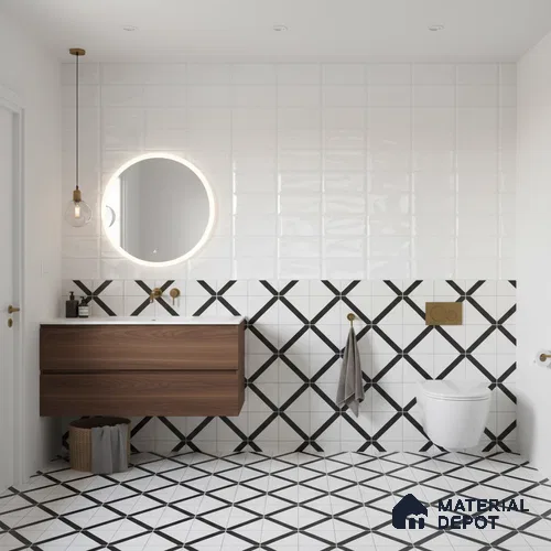 Faux Subway Wall Tile TL 05987 709 G 2 ft x 1 ft Ceramic Glossy Finish - 7.5 mm | Suitable For Kitchen, Bathroom