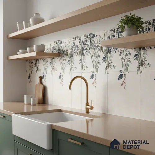 Tropical Wall Tile TL 05994 6132 GL C Highlighter 2 ft x 1 ft Ceramic Matte Finish - 7.5 mm | Suitable For Kitchen, Bathroom | Please Expect a Slight Variation of Pattern