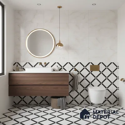 Marble Wall Tile TL 05998 B 7619 D Dark 2 ft x 1 ft Ceramic Glossy Finish - 7.5 mm | Suitable For Kitchen, Bathroom (Sample)