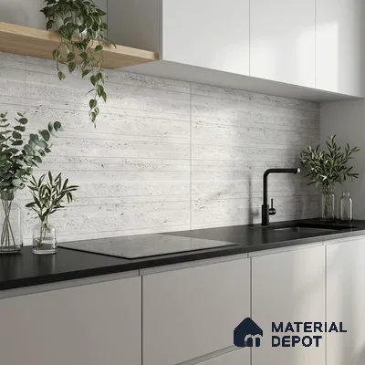 Stone Wall Tile TL 06006 Linear Limestone 2 ft x 1 ft Glue Matte Finish Ceramic Tile - 7.5 mm | Suitable For Kitchen, Bathroom & Balcony