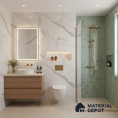 Subway Wall Tile TL 06007 H Dove Sea Green Plain 2 ft x 1 ft Ceramic Glossy Finish - 7.5 mm | Suitable For Kitchen, Bathroom | Please Expect a Slight Variation of Pattern