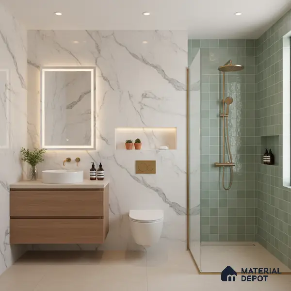 Subway Wall Tile TL 06007 H Dove Sea Green Plain 2 ft x 1 ft Ceramic Glossy Finish - 7.5 mm | Suitable For Kitchen, Bathroom | Please Expect a Slight Variation of Pattern