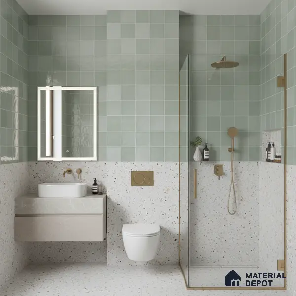 Subway Wall Tile TL 06007 H Dove Sea Green Plain 2 ft x 1 ft Ceramic Glossy Finish - 7.5 mm | Suitable For Kitchen, Bathroom | Please Expect a Slight Variation of Pattern