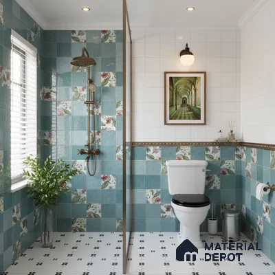 Highlighter Wall Tile TL 06007 Dove Aqua Decore A 2 ft x 1 ft Ceramic Glossy Finish - 7.5 mm | Suitable For Kitchen, Bathroom (Sample)