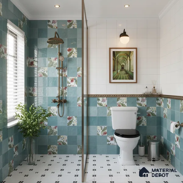Highlighter Wall Tile TL 06007 Dove Aqua Decore A 2 ft x 1 ft Ceramic Glossy Finish - 7.5 mm | Suitable For Kitchen, Bathroom (Sample)