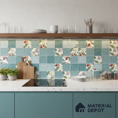 Highlighter Wall Tile TL 06007 Dove Aqua Decore A 2 ft x 1 ft Ceramic Glossy Finish - 7.5 mm | Suitable For Kitchen, Bathroom (Sample)
