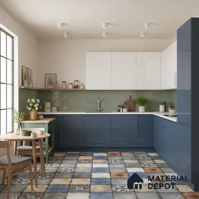 Moroccan Look Floor & Wall Tile TL 06010 Vintage Relic 2 ft x 2 ft Rustic Carving Matte Finish Vitrified Tile - 9 mm | 4 Random Design | Suitable For Living Room, Bedroom, Bathroom, Kitchen & Dining | Please Expect a Slight Variation of Pattern