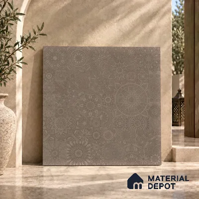Moroccan Look Floor & Wall Tile TL 06013 Sunburst Sparkle 2 ft x 2 ft Rustic Carving Matte Finish Vitrified Tile - 9 mm | 4 Random Design | Suitable For Kitchen, Bathroom, Dining Area | Please Expect a Slight Variation of Pattern