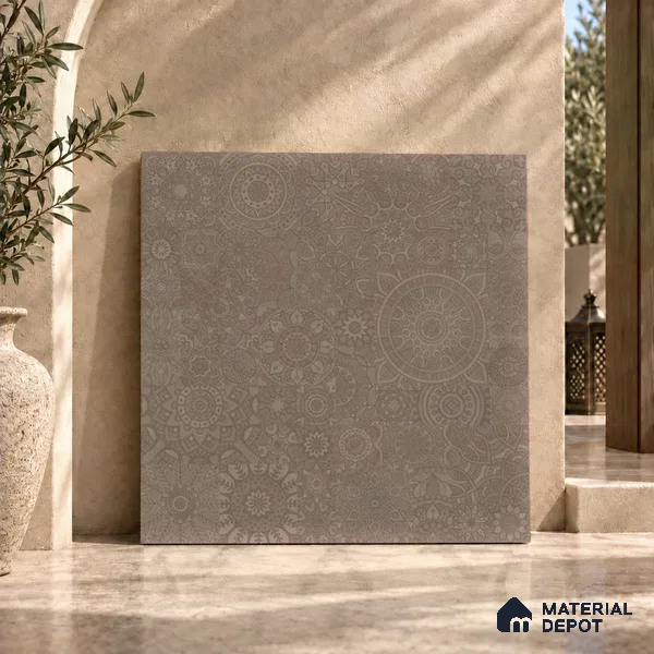 Moroccan Look Floor & Wall Tile TL 06013 Sunburst Sparkle 2 ft x 2 ft Rustic Carving Matte Finish Vitrified Tile - 9 mm | 4 Random Design | Suitable For Kitchen, Bathroom, Dining Area | Please Expect a Slight Variation of Pattern