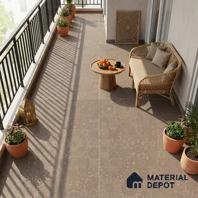 Moroccan Look Floor & Wall Tile TL 06013 Sunburst Sparkle 2 ft x 2 ft Rustic Carving Matte Finish Vitrified Tile - 9 mm | 4 Random Design | Suitable For Kitchen, Bathroom, Dining Area | Please Expect a Slight Variation of Pattern