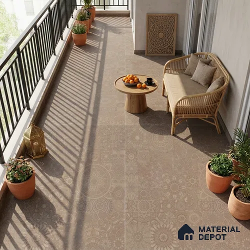 Moroccan Look Floor & Wall Tile TL 06013 Sunburst Sparkle 2 ft x 2 ft Rustic Carving Matte Finish Vitrified Tile - 9 mm | 4 Random Design | Suitable For Kitchen, Bathroom, Dining Area | Please Expect a Slight Variation of Pattern