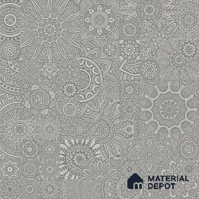 Moroccan Look Floor & Wall Tile TL 06014 Celestial Silver 2 ft x 2 ft Rustic Carving Matte Finish Vitrified Tile - 9 mm | 4 Random Design | Suitable For Kitchen, Bathroom, Dining Area | Please Expect a Slight Variation of Pattern
