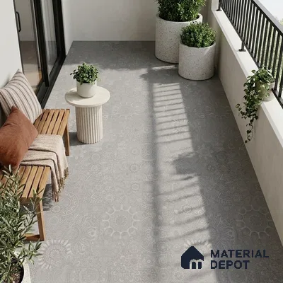 Moroccan Look Floor & Wall Tile TL 06014 Celestial Silver 2 ft x 2 ft Rustic Carving Matte Finish Vitrified Tile - 9 mm | 4 Random Design | Suitable For Kitchen, Bathroom, Dining Area | Please Expect a Slight Variation of Pattern