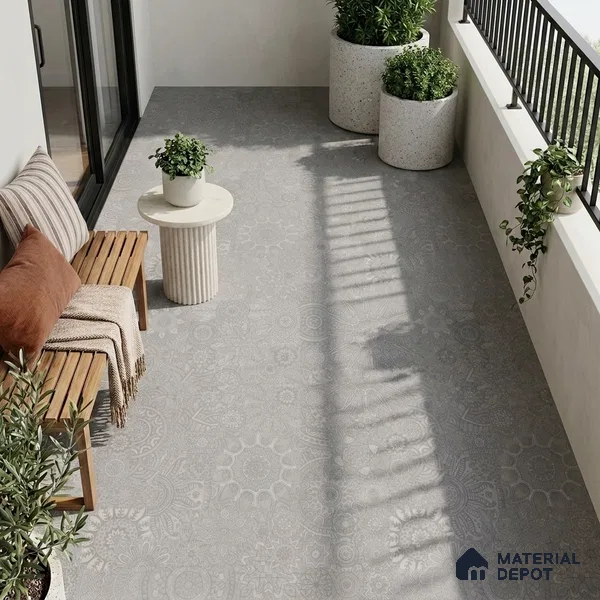 Moroccan Look Floor & Wall Tile TL 06014 Celestial Silver 2 ft x 2 ft Rustic Carving Matte Finish Vitrified Tile - 9 mm | 4 Random Design | Suitable For Kitchen, Bathroom, Dining Area | Please Expect a Slight Variation of Pattern