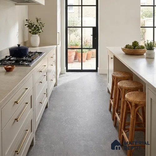 Moroccan Look Floor & Wall Tile TL 06014 Celestial Silver 2 ft x 2 ft Rustic Carving Matte Finish Vitrified Tile - 9 mm | 4 Random Design | Suitable For Kitchen, Bathroom, Dining Area | Please Expect a Slight Variation of Pattern