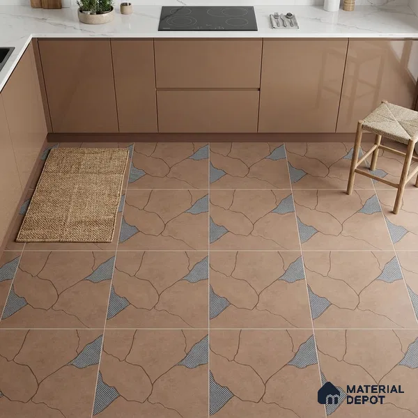 Stone Look Floor & Wall Tile TL 06015 B Zen Copper Arte 2 ft x 2 ft Rustic Carving Matte Finish Vitrified Tile - 9 mm | 8 Random Design | Suitable For Living Room, Bedroom, Bathroom, Kitchen & Dining (Sample)