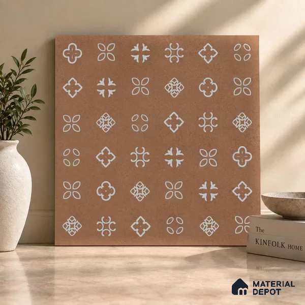 Moroccans Look Floor & Wall Tile TL 06016 Texture Memoria 2 ft x 2 ft Rustic Carving Matte Finish Vitrified Tile - 9 mm | 4 Random Design | Suitable For Kitchen, Foyer, Balcony | Please Expect a Slight Variation of Pattern