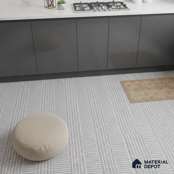 Fabric Look Floor & Wall Tile TL 06017 Pixel Glaze 2 ft x 2 ft Rustic Carving Matte Finish Vitrified Tile - 9 mm |  Suitable For Living Room, Bedroom, Bathroom, Kitchen & Dining (Sample)