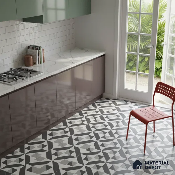 Geometric Look Floor & Wall Tile TL 06019 Desert Sparkle 2 ft x 2 ft Rustic Carving Matte Finish Vitrified Tile - 9 mm |  Suitable For Living Room, Bedroom, Bathroom, Kitchen & Dining | Please Expect a Slight Variation of Pattern (Sample)