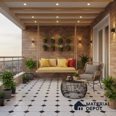 Moroccan Look Floor & Wall Tile TL 06020 Prism Octo 2 ft x 2 ft Rustic Carving Matte Finish Vitrified Tile - 9 mm |  Suitable For Living Room, Bedroom, Bathroom, Kitchen & Dining | Please Expect a Slight Variation of Pattern