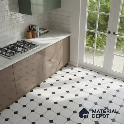 Moroccan Look Floor & Wall Tile TL 06020 Prism Octo 2 ft x 2 ft Rustic Carving Matte Finish Vitrified Tile - 9 mm |  Suitable For Living Room, Bedroom, Bathroom, Kitchen & Dining | Please Expect a Slight Variation of Pattern