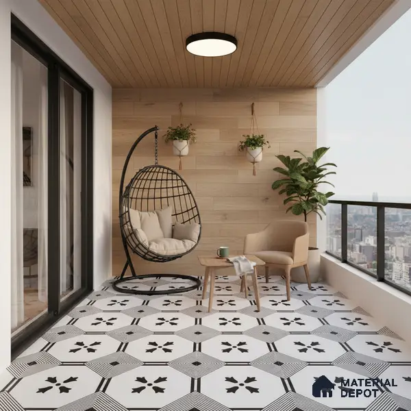 Moroccan Look Floor & Wall Tile TL 06021 Pristine Shimmer 2 ft x 2 ft Rustic Carving Matte Finish Vitrified Tile - 9 mm | Suitable For Living Room, Bedroom, Bathroom, Kitchen & Dining | Please Expect a Slight Variation of Pattern