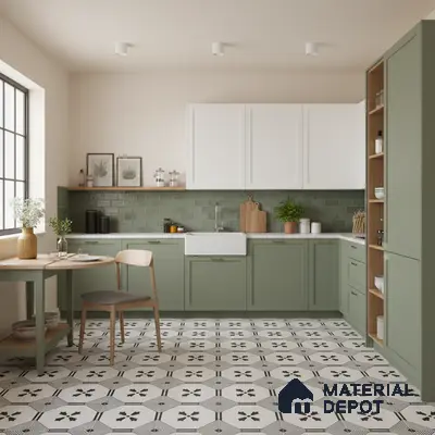 Moroccan Look Floor & Wall Tile TL 06021 Pristine Shimmer 2 ft x 2 ft Rustic Carving Matte Finish Vitrified Tile - 9 mm |  Suitable For Living Room, Bedroom, Bathroom, Kitchen & Dining | Please Expect a Slight Variation of Pattern