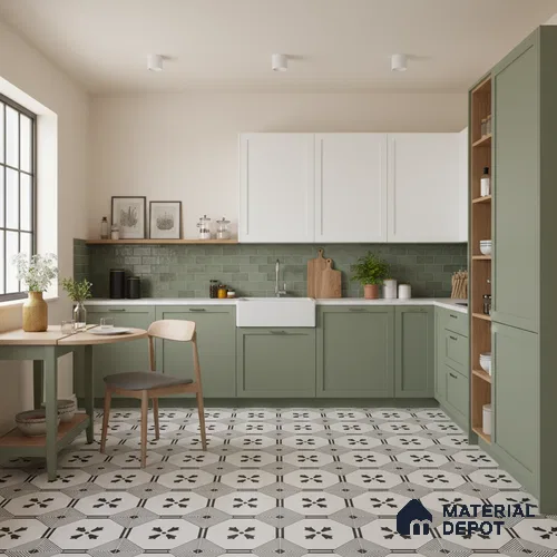 Moroccan Look Floor & Wall Tile TL 06021 Pristine Shimmer 2 ft x 2 ft Rustic Carving Matte Finish Vitrified Tile - 9 mm |  Suitable For Living Room, Bedroom, Bathroom, Kitchen & Dining | Please Expect a Slight Variation of Pattern