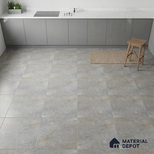 Stone Floor Tile TL 06023 C Evoque Gris 2 ft x 2 ft Matte Finish Anti Skid Vitrified Tile - 12 mm | 4 Random Design | Suitable for Balcony, Terrace & Coutyard