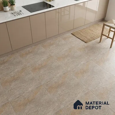 Stone Floor Tile TL 06023 D Evoque Natural 2 ft x 2 ft Anti Skid Tiles Vitrified Matte Slate Punch Finish - 12 mm | 4 Random Design  Ideal For Parking, Outdoor, Balcony (Sample)
