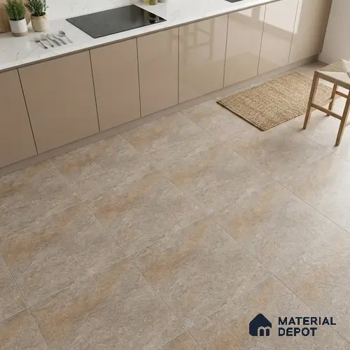 Stone Floor Tile TL 06023 D Evoque Natural 2 ft x 2 ft Anti Skid Tiles Vitrified Matte Slate Punch Finish - 12 mm | 4 Random Design  Ideal For Parking, Outdoor, Balcony