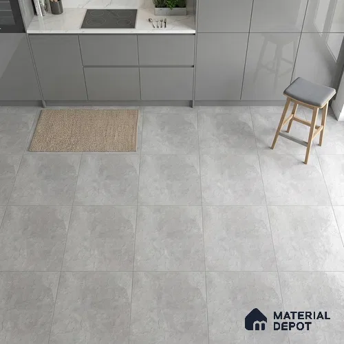Cement Floor Tile TL 06023 E Spectra Grey 2 ft x 2 ft Vitrified Matte Slate Punch Finish - 12 mm | 6 Random Design | Ideal For Living Room, Bathroom, Restaurants