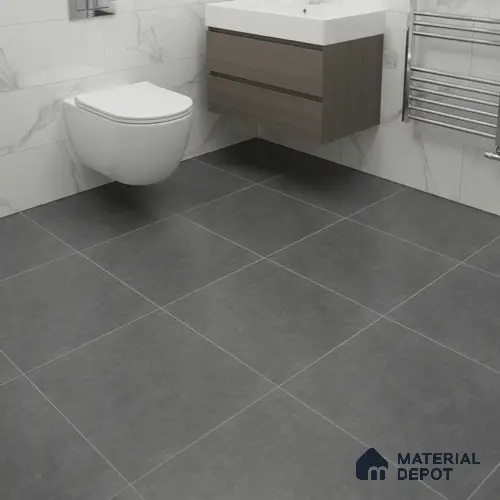 Cement Floor Tile TL 06023 Z Spectra Nero 11.8 inch x11.8 inch Vitrified Matte Slate Punch Finish - 12 mm | 24 Random Design | Ideal For Living Room, Bathroom, Restaurants